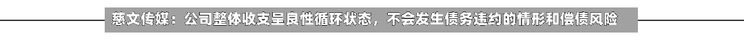慈文传媒：公司整体收支呈良性循环状态	，不会发生债务违约的情形和偿债风险-第2张图片